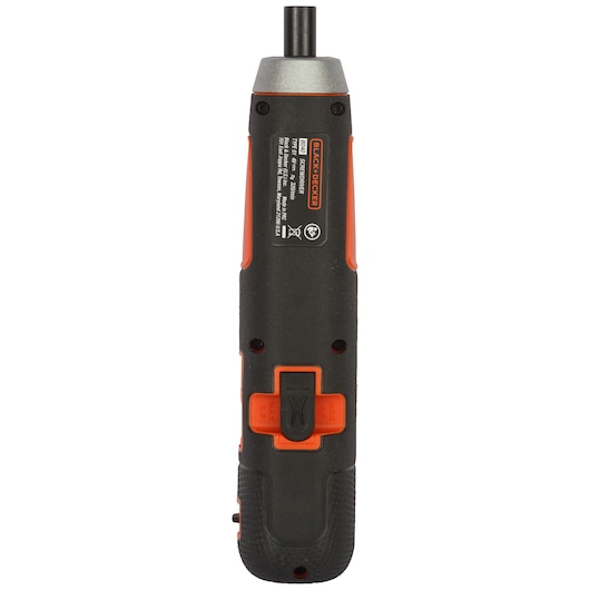 BLACKDECKER BD40K4 electric screwdriver, black and orange, rear angle, power tool category.
