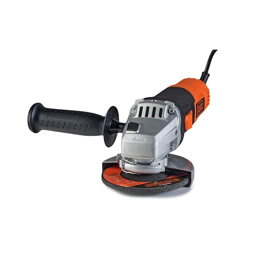 White clean background with front view of the grinder G720N. View from the top with hand tool in the side