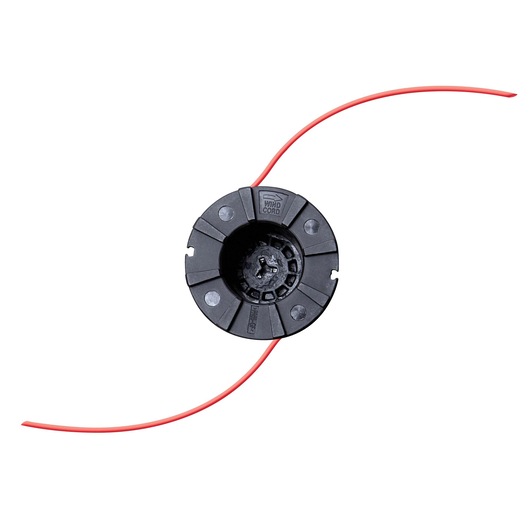 BLACKDECKER NH33 replacement trimmer spool with red line, front angle, on white background.